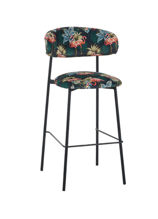 LABEL51 Eetkamerstoel Ferry - Printed Flamingo - Fluweel - Hoog