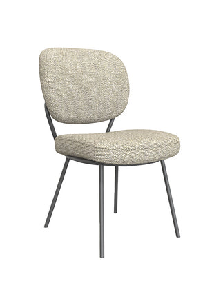 LABEL51 Eetkamerstoel Singapore - Naturel - Royal Boucle - Zwart Metalen Frame