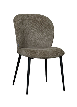 LABEL51 Eetkamerstoel Vino - Hunter - Chenille - Zwart Metalen Frame