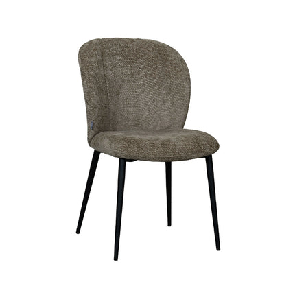 LABEL51 Eetkamerstoel Vino - Hunter - Chenille - Zwart Metalen Frame