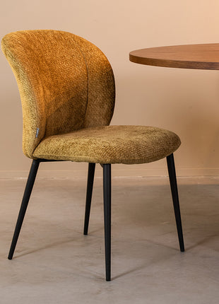 LABEL51 Eetkamerstoel Vino - Mustard - Elite - Zwart Metalen Frame