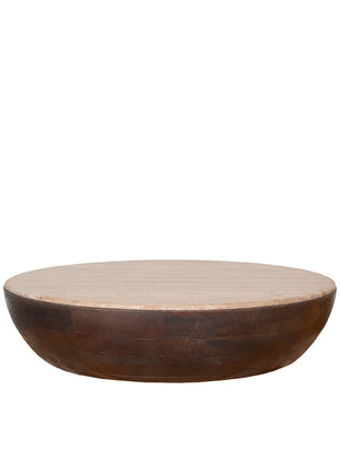 LABEL51 Salontafel Bowl - Espresso - Travertin - 90 cm - Rond