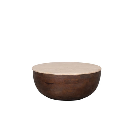LABEL51 Salontafel Bowl - Espresso - Travertin - 70 cm - Rond