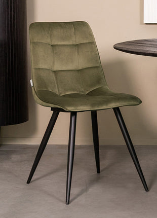 LABEL51 Eetkamerstoel Bistro - Hunter - Fluweel - Zwart Metalen Frame