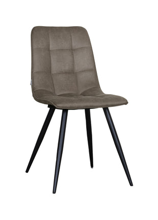 LABEL51 Eetkamerstoel Bistro - Taupe - Kunstleder - Zwart Metalen Frame