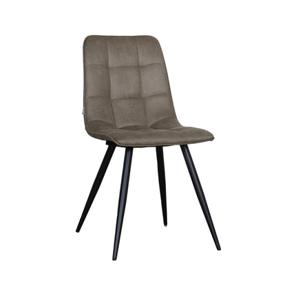 LABEL51 Eetkamerstoel Bistro - Taupe - Kunstleder - Zwart Metalen Frame