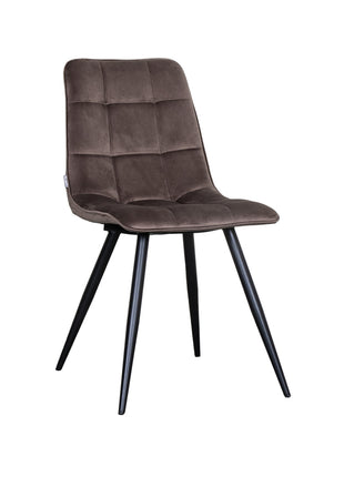 LABEL51 Eetkamerstoel Bistro - Taupe - Velvet - Zwart Metalen Frame