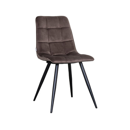 LABEL51 Eetkamerstoel Bistro - Taupe - Velvet - Zwart Metalen Frame