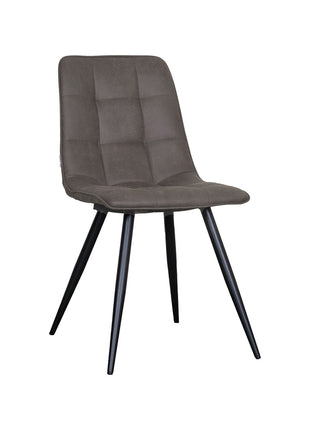 LABEL51 Eetkamerstoel Bistro - Antraciet - Kunstleder - Zwart Metalen Frame