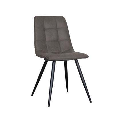 LABEL51 Eetkamerstoel Bistro - Antraciet - Kunstleder - Zwart Metalen Frame