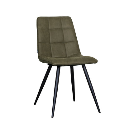 LABEL51 Eetkamerstoel Bistro - Moss - Kunstleder - Zwart Metalen Frame