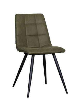 LABEL51 Eetkamerstoel Bistro - Moss - Kunstleder - Zwart Metalen Frame