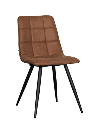 LABEL51 Eetkamerstoel Bistro - Cognac - Kunstleder - Zwart Metalen Frame