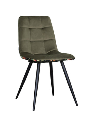LABEL51 Eetkamerstoel Bistro - Hunter - Velvet - Zwart Metalen Frame