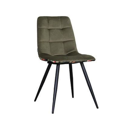 LABEL51 Eetkamerstoel Bistro - Hunter - Velvet - Zwart Metalen Frame