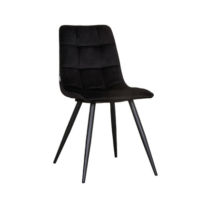LABEL51 Eetkamerstoel Bistro - Zwart - Fluweel - Zwart Metalen Frame