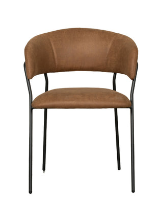 LABEL51 Eetkamerstoel Luuk - Cognac - Micro Suede - Zwart Metalen Frame