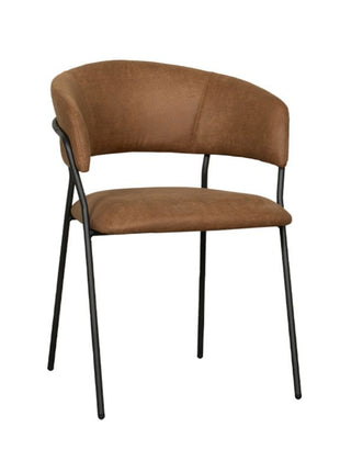 LABEL51 Eetkamerstoel Luuk - Cognac - Micro Suede - Zwart Metalen Frame