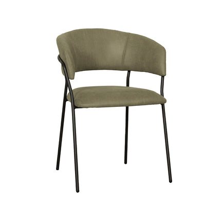 LABEL51 Eetkamerstoel Luuk - Moss - Micro Suede - Zwart Metalen Frame