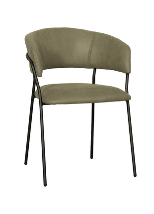 LABEL51 Eetkamerstoel Luuk - Moss - Micro Suede - Zwart Metalen Frame