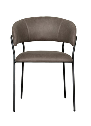 LABEL51 Eetkamerstoel Luuk - Taupe - Micro Suede - Zwart Metalen Frame