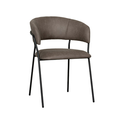 LABEL51 Eetkamerstoel Luuk - Taupe - Micro Suede - Zwart Metalen Frame