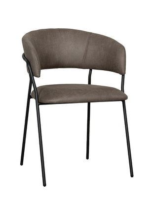LABEL51 Eetkamerstoel Luuk - Taupe - Micro Suede - Zwart Metalen Frame