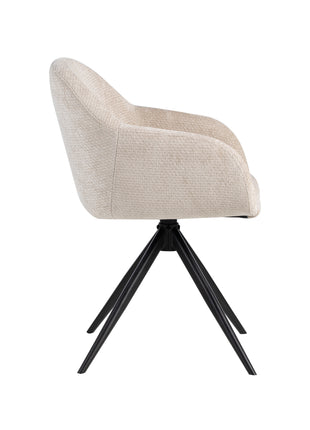 LABEL51 Eetkamerstoel Fiby - Naturel - Elite - Zwart Metalen Frame
