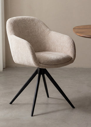 LABEL51 Eetkamerstoel Fiby - Naturel - Elite - Zwart Metalen Frame
