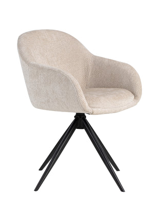 LABEL51 Eetkamerstoel Fiby - Naturel - Elite - Zwart Metalen Frame