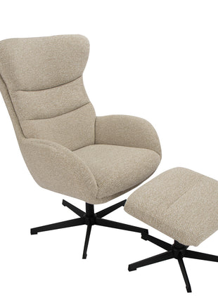 LABEL51 Fauteuil Malmo - Naturel - Boucle - Incl. Hocker
