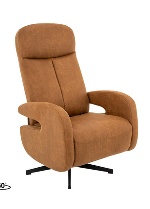 LABEL51 Fauteuil Esbjerg - Cognac - Micro Suede - Manueel Verstelbaar