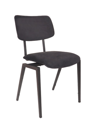 LABEL51 Eetkamerstoel Stapelbaar - Taupe - Fluweel - Zwart Metalen Frame