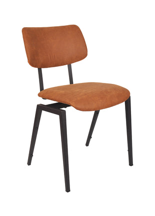 LABEL51 Eetkamerstoel Stapelbaar - Cognac - Micro Suede - Zwart Metalen Frame