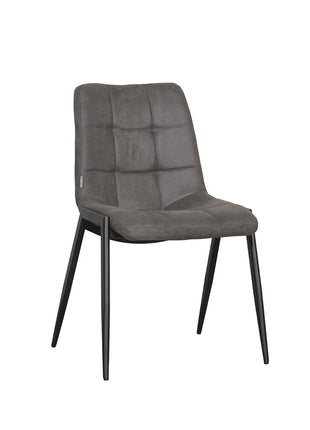 LABEL51 Eetkamerstoel Noor - Antraciet - Micro Suede - Zwart Metalen Frame