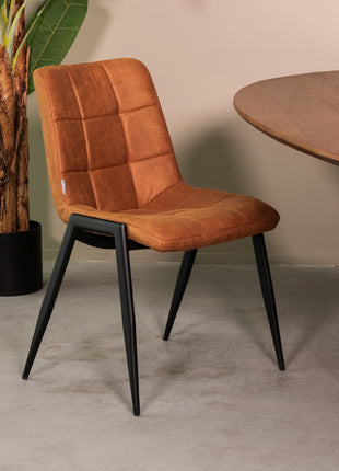 LABEL51 Eetkamerstoel Noor - Cognac - Micro Suede - Zwart Metalen Frame