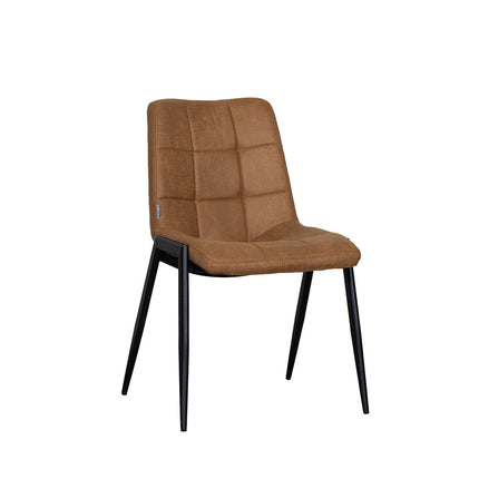 LABEL51 Eetkamerstoel Noor - Cognac - Micro Suede - Zwart Metalen Frame
