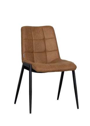 LABEL51 Eetkamerstoel Noor - Cognac - Micro Suede - Zwart Metalen Frame