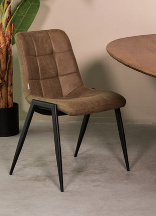 LABEL51 Eetkamerstoel Noor - Moss - Micro Suede - Zwart Metalen Frame