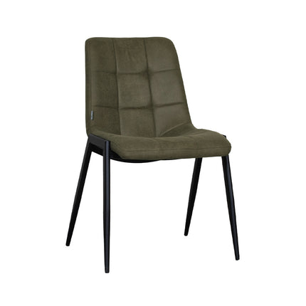 LABEL51 Eetkamerstoel Noor - Moss - Micro Suede - Zwart Metalen Frame