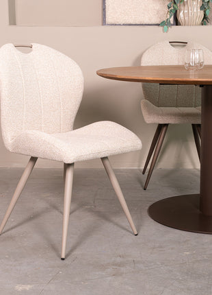 LABEL51 Eetkamerstoel Silly - Naturel - Boucle - Taupe Metalen Frame