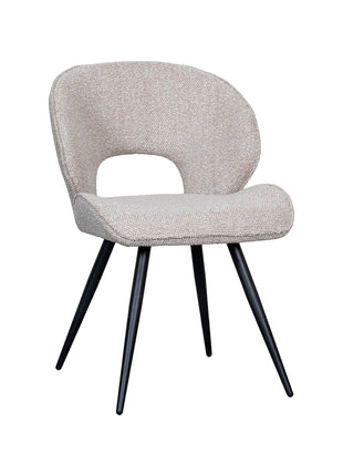 LABEL51 Eetkamerstoel Sakura - Naturel - Boucle - Zwart Metalen Frame