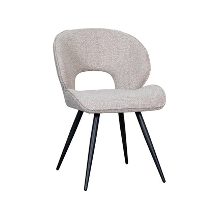 LABEL51 Eetkamerstoel Sakura - Naturel - Boucle - Zwart Metalen Frame
