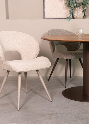 LABEL51 Eetkamerstoel Sakura - Naturel - Boucle - Taupe Metalen Frame
