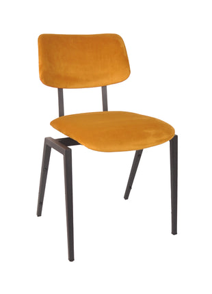 LABEL51 Eetkamerstoel Stapelbaar - Oker - Fluweel - Zwart Metalen Frame