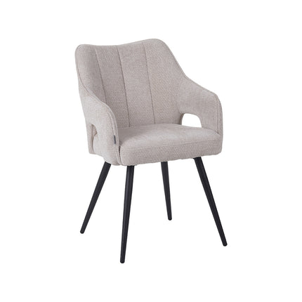 LABEL51 Eetkamerstoel Stan - Naturel - Elite - Zwart Metalen Frame