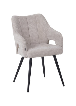 LABEL51 Eetkamerstoel Stan - Naturel - Elite - Zwart Metalen Frame