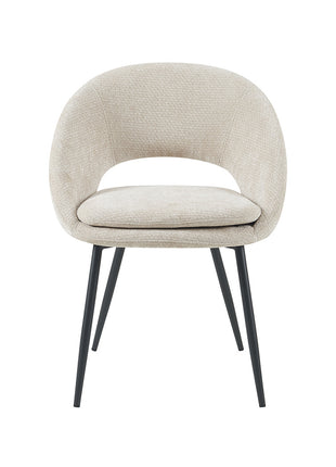 LABEL51 Eetkamerstoel Zohra - Naturel - Elite - Zwart Metalen Frame