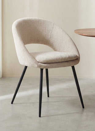 LABEL51 Eetkamerstoel Zohra - Naturel - Elite - Zwart Metalen Frame