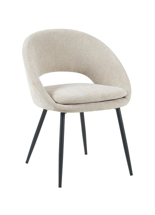 LABEL51 Eetkamerstoel Zohra - Naturel - Elite - Zwart Metalen Frame